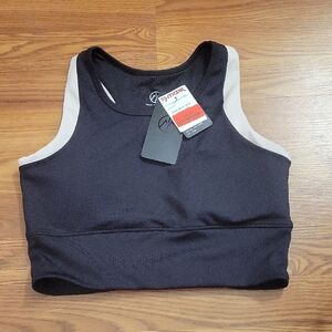 Black and Cream Sports Crop Top